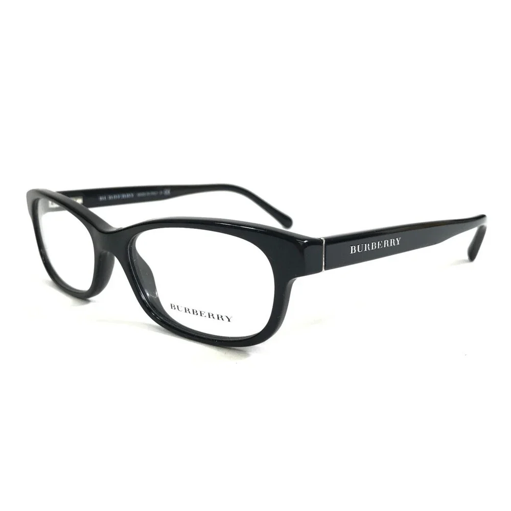 Burberry Eyeglasses Frames B2202 3001 Polished Black Oval Full Rim 52-16-140